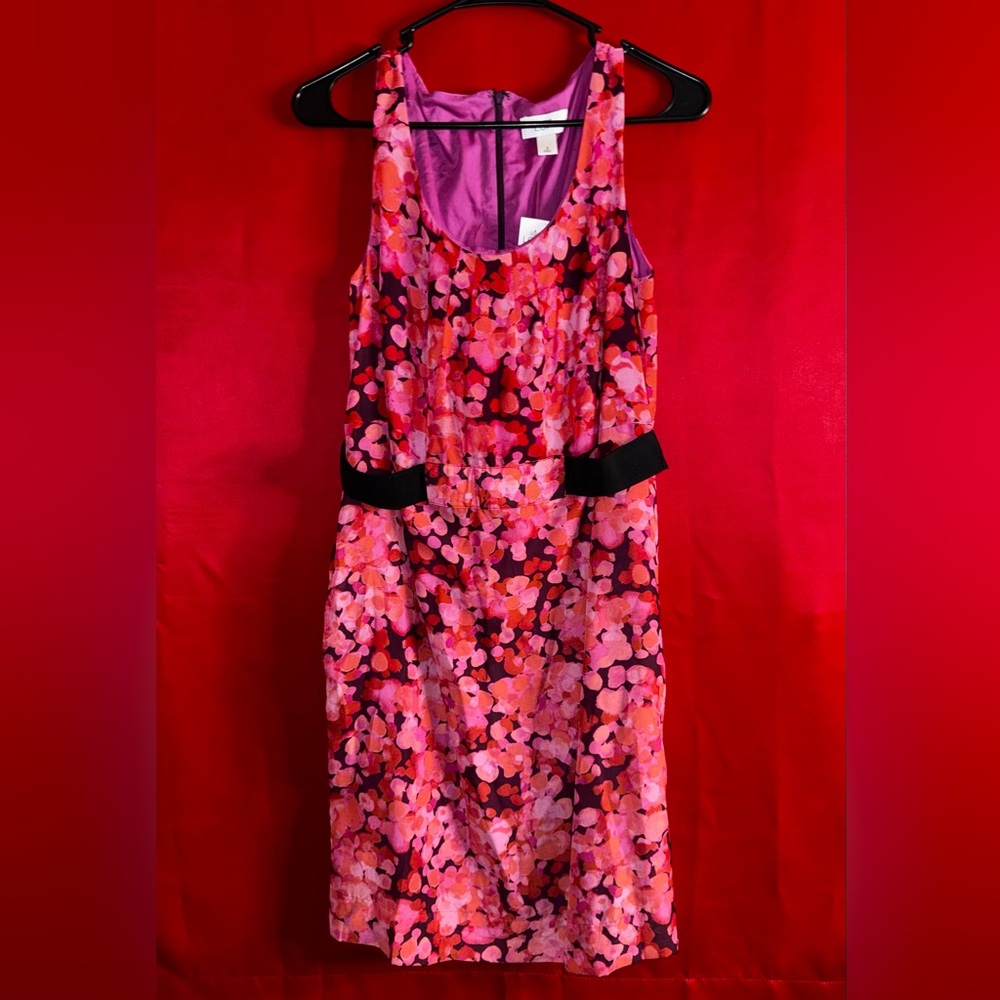 #365-NWT-,LOFT Beautiful Pink/Purple Floral Midi Sleeveless Dress Size 4